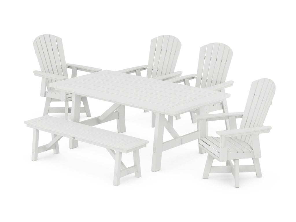 Nautical Adirondack Swivel 6-Piece Rustic Farmhouse Dining Set With Trestle Legs Photo