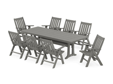 Vineyard Folding 9-Piece Farmhouse Dining Set with Trestle Legs Photo