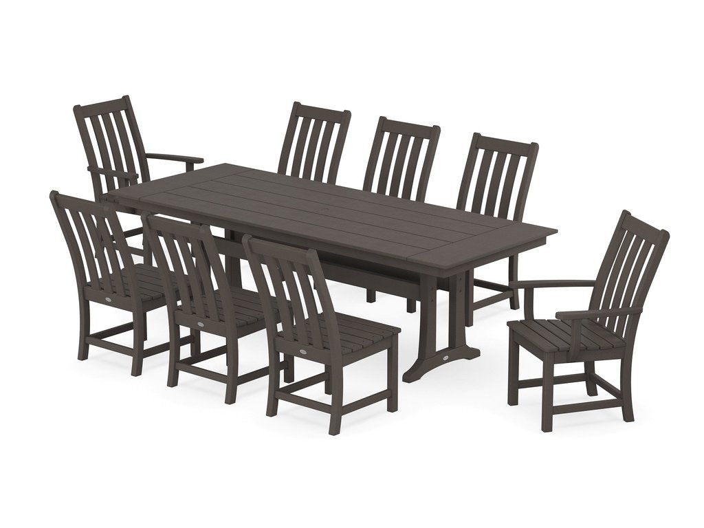 Vineyard 9-Piece Farmhouse Dining Set with Trestle Legs Photo