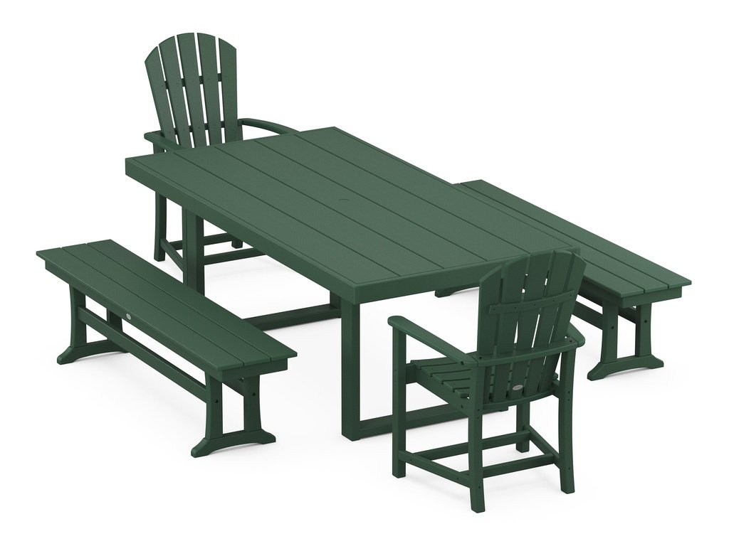 Palm Coast 5-Piece Dining Set with Benches Photo