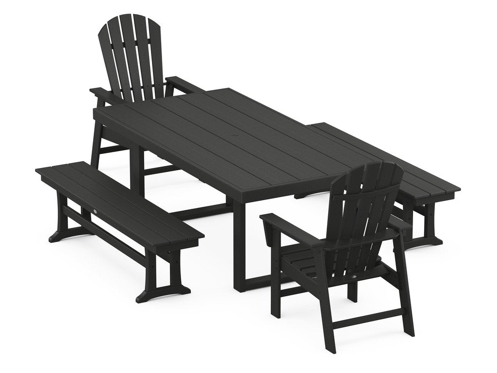 South Beach 5-Piece Dining Set with Benches Photo