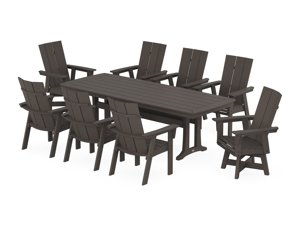 Modern Curveback Adirondack Swivel 9-Piece Dining Set with Trestle Legs Photo