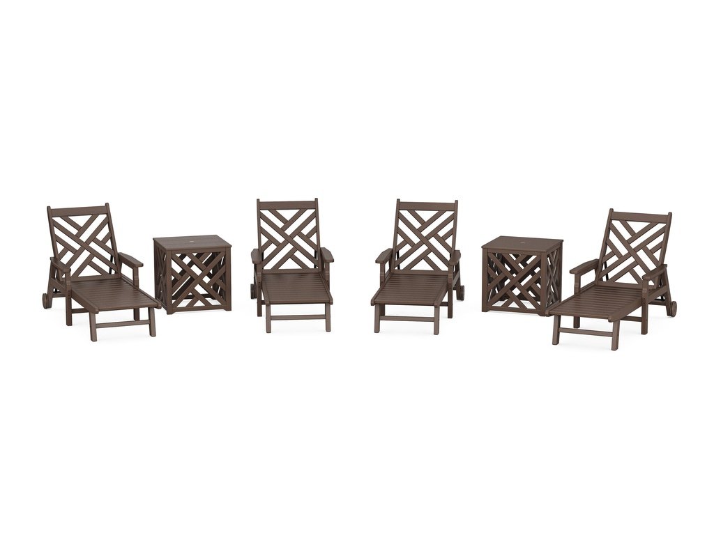 Chippendale 6-Piece Chaise Set with Umbrella Stand Accent Table Photo