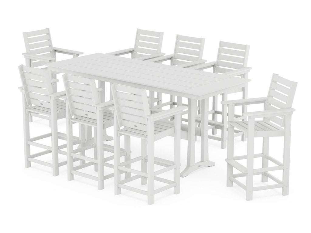 Captain 9-Piece Farmhouse Bar Set with Trestle Legs Photo