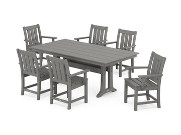 Oxford Arm Chair 7-Piece Farmhouse Dining Set with Trestle Legs Photo