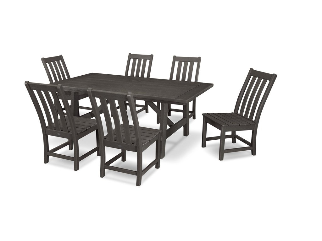 Vineyard 7-Piece Rustic Farmhouse Side Chair Dining Set Photo