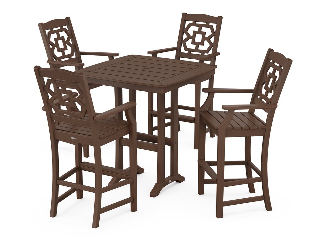 Chinoiserie 5-Piece Bar Set with Trestle Legs Photo