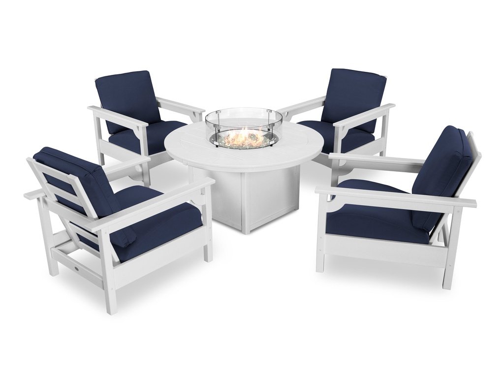 Club 5-Piece Conversation Set with Fire Pit Table Photo