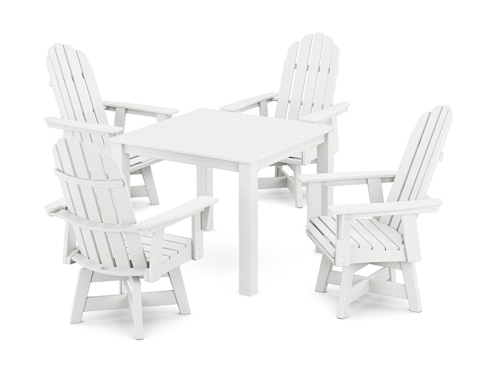 Vineyard Curveback Adirondack 5-Piece Parsons Swivel Dining Set Photo