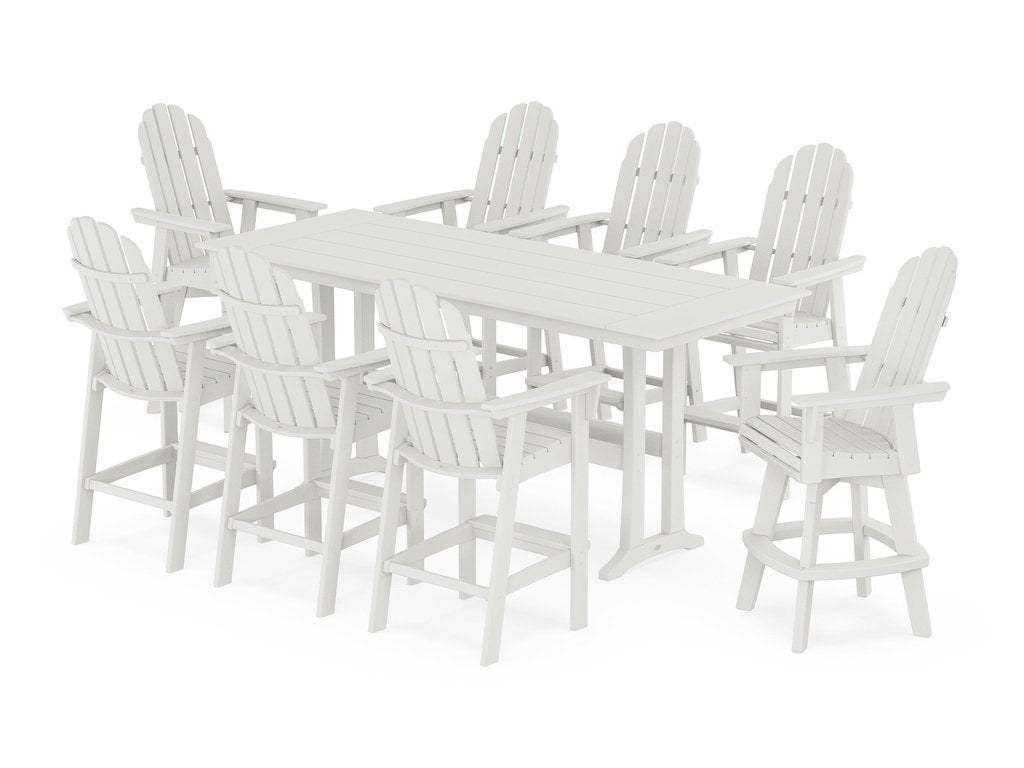 Vineyard Curveback Adirondack Swivel 9-Piece Farmhouse Bar Set with Trestle Legs Photo