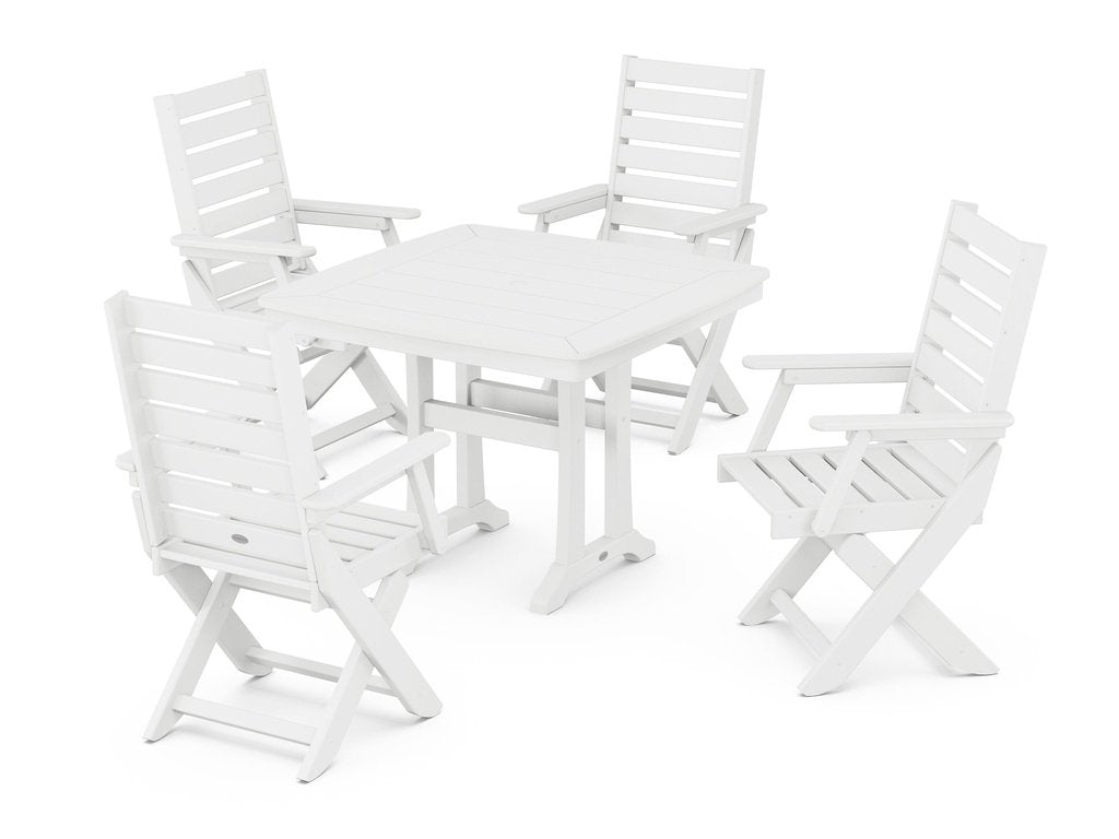 Captain Folding Chair 5-Piece Dining Set with Trestle Legs Photo