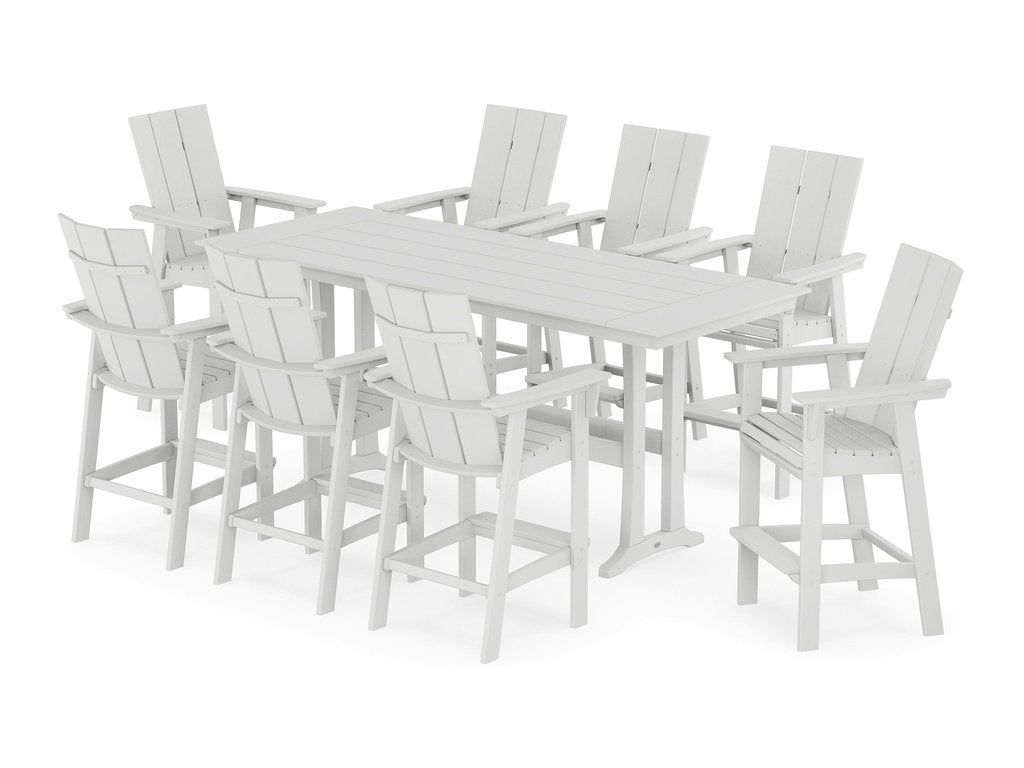 Modern Curveback Adirondack 9-Piece Farmhouse Bar Set with Trestle Legs Photo