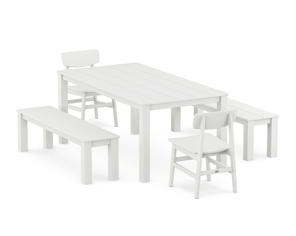 Modern Studio Urban Chair 5-Piece Parsons Dining Set with Benches Photo