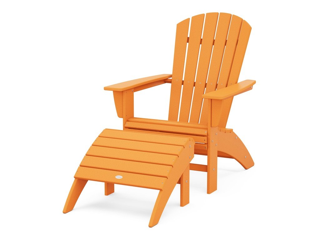 Nautical Curveback Adirondack Chair 2-Piece Set with Ottoman Photo