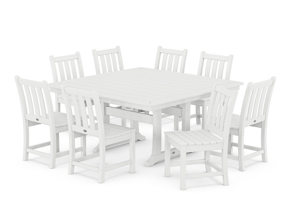 Traditional Garden 9-Piece Nautical Trestle Dining Set Photo