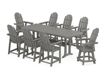 Vineyard Curveback Adirondack Swivel 9-Piece Counter Set with Trestle Legs Photo