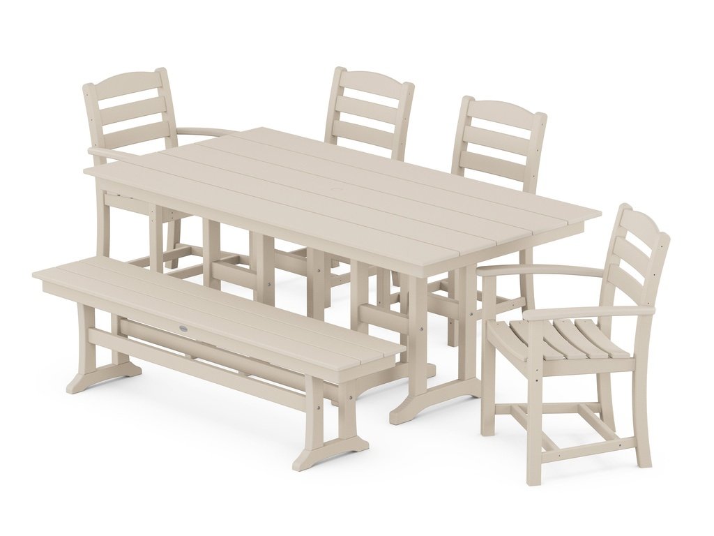 La Casa Café 6-Piece Farmhouse Dining Set with Bench Photo