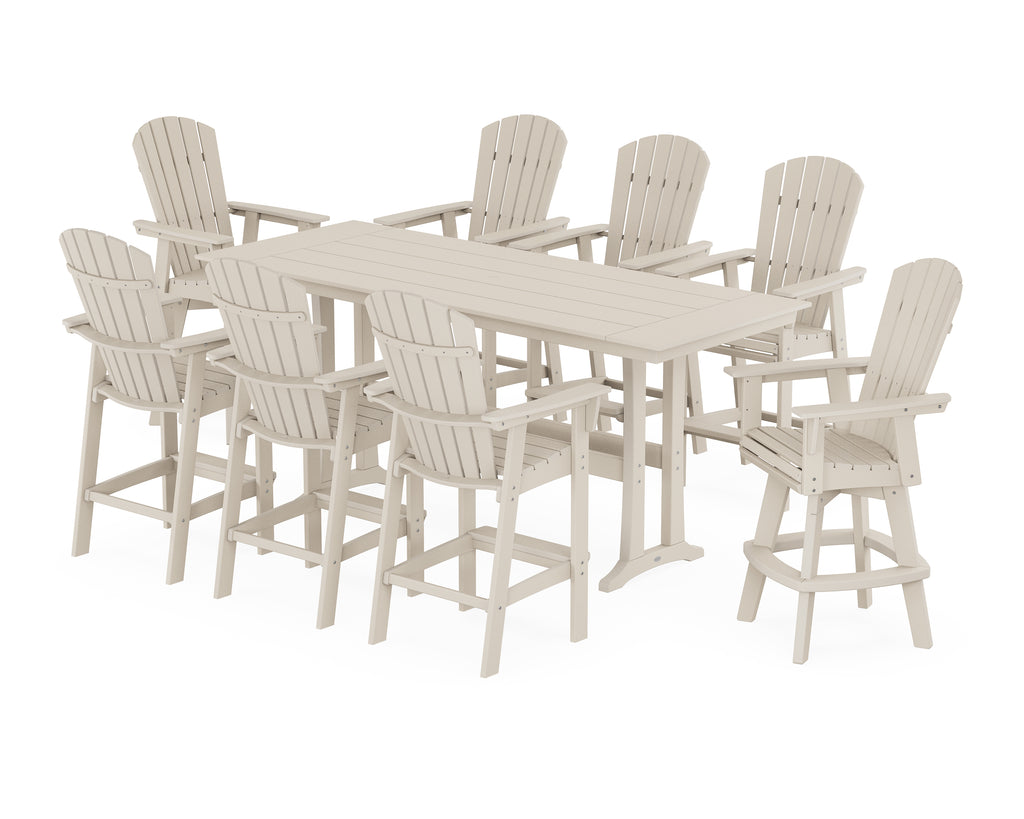 Nautical Curveback Adirondack Swivel 9-Piece Farmhouse Swivel Bar Set with Trestle Legs Photo