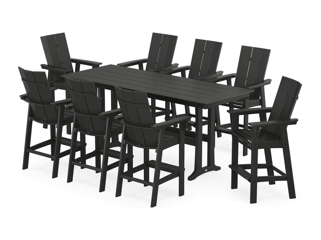 Modern Curveback Adirondack 9-Piece Farmhouse Bar Set with Trestle Legs Photo