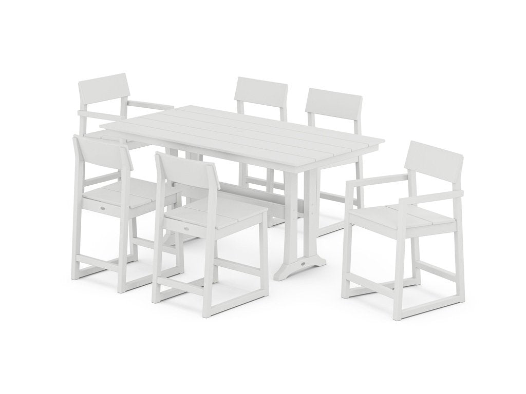 EDGE 7-Piece Farmhouse Counter Set with Trestle Legs Photo