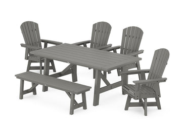 Nautical Adirondack Swivel 6-Piece Rustic Farmhouse Dining Set With Trestle Legs Photo