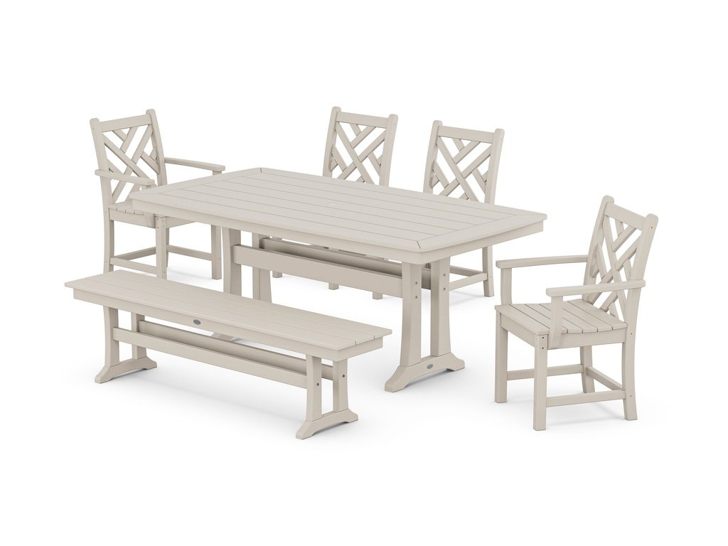 Chippendale 6-Piece Dining Set with Trestle Legs Photo