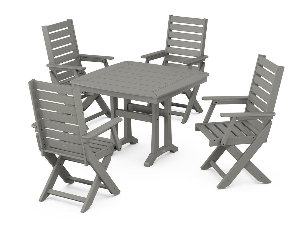 Captain Folding Chair 5-Piece Dining Set with Trestle Legs Photo