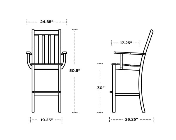 Vineyard Bar Arm Chair | Natural Finish - Retreat Home Furniture