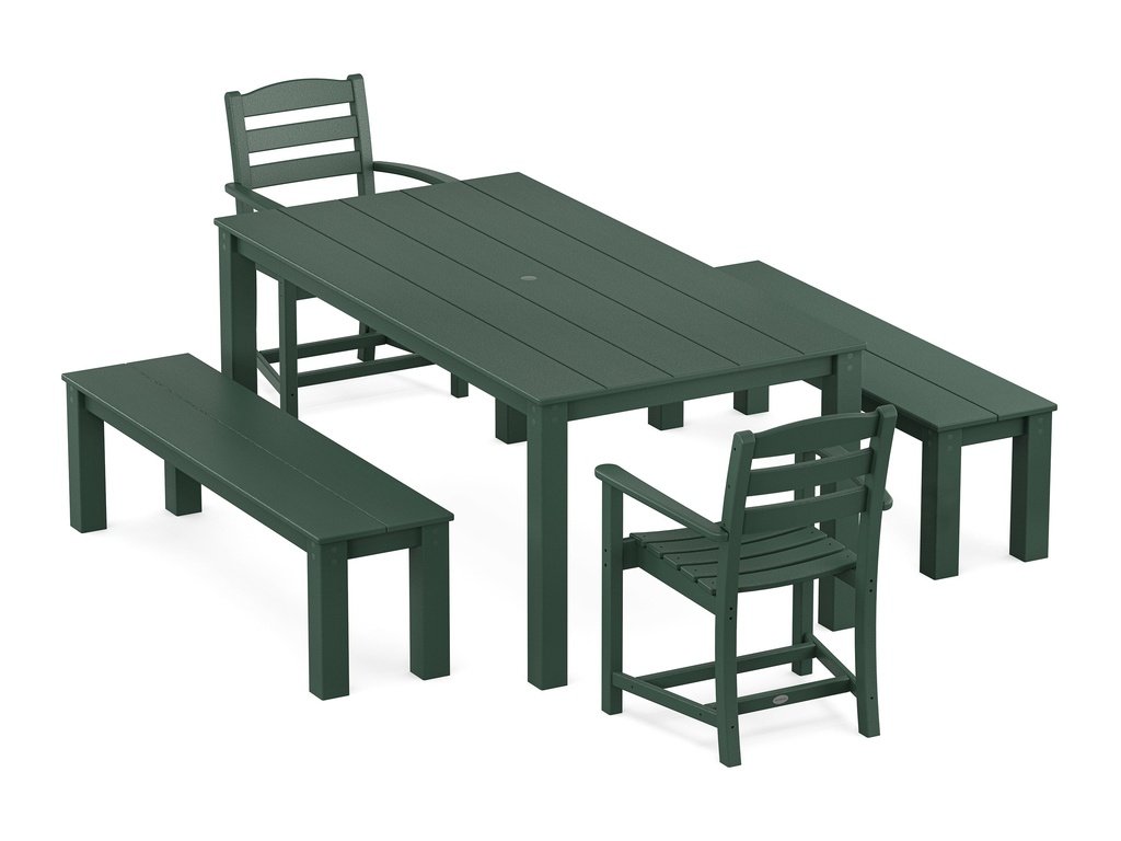 La Casa Cafe' 5-Piece Parsons Dining Set with Benches Photo