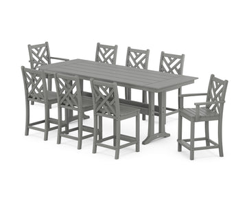 Chippendale 9-Piece Farmhouse Counter Set with Trestle Legs Photo