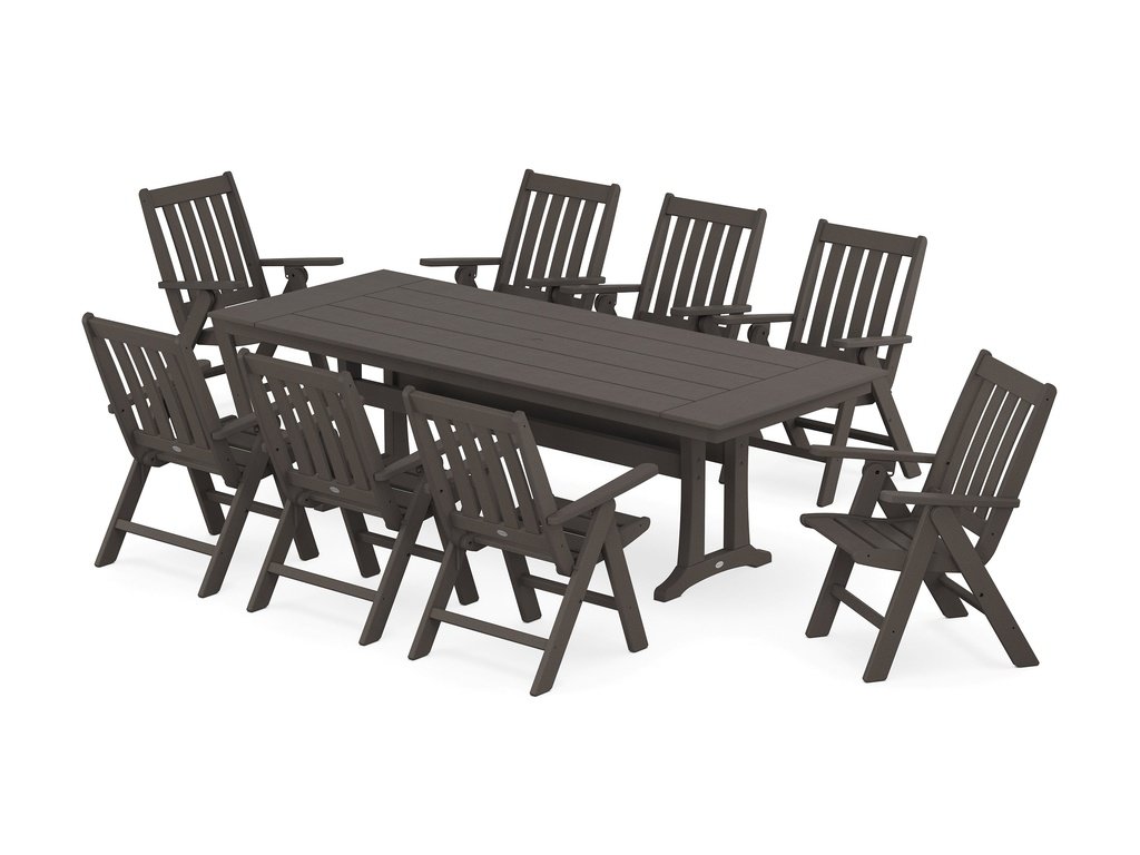 Vineyard Folding 9-Piece Farmhouse Dining Set with Trestle Legs Photo