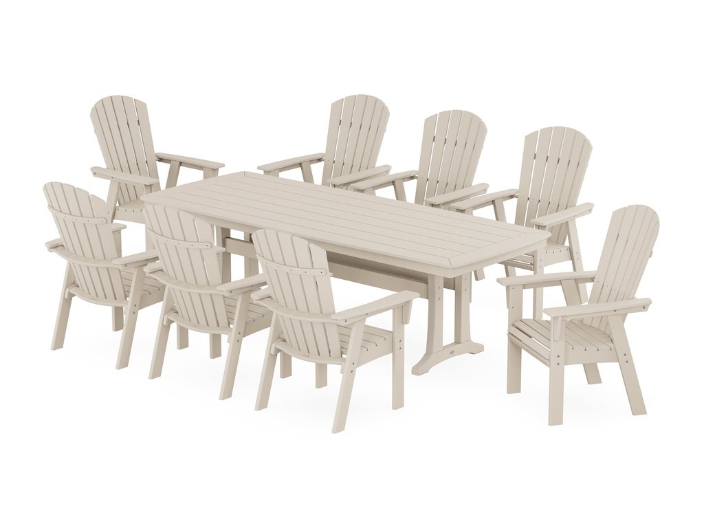 Nautical Curveback Adirondack 9-Piece Dining Set with Trestle Legs Photo