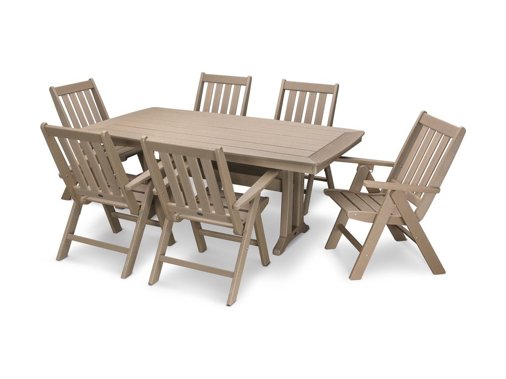 Vineyard Folding Chair 7-Piece Dining Set with Trestle Legs Photo