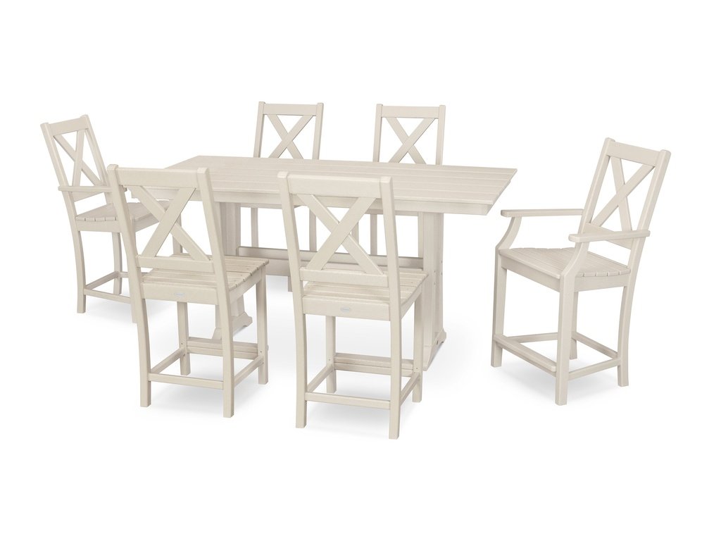 Braxton 7-Piece Farmhouse Trestle Counter Set Photo