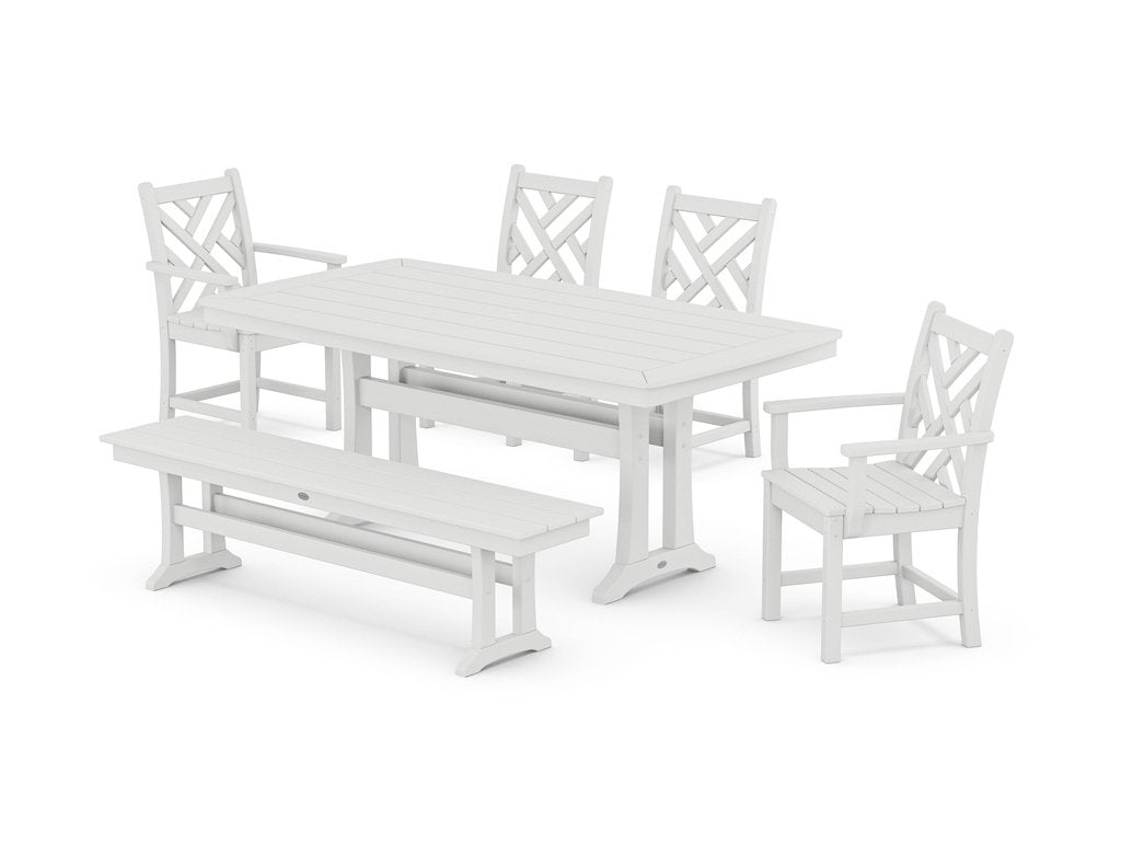 Chippendale 6-Piece Dining Set with Trestle Legs Photo