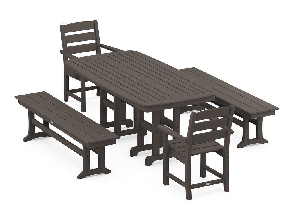 Lakeside 5-Piece Dining Set with Benches Photo