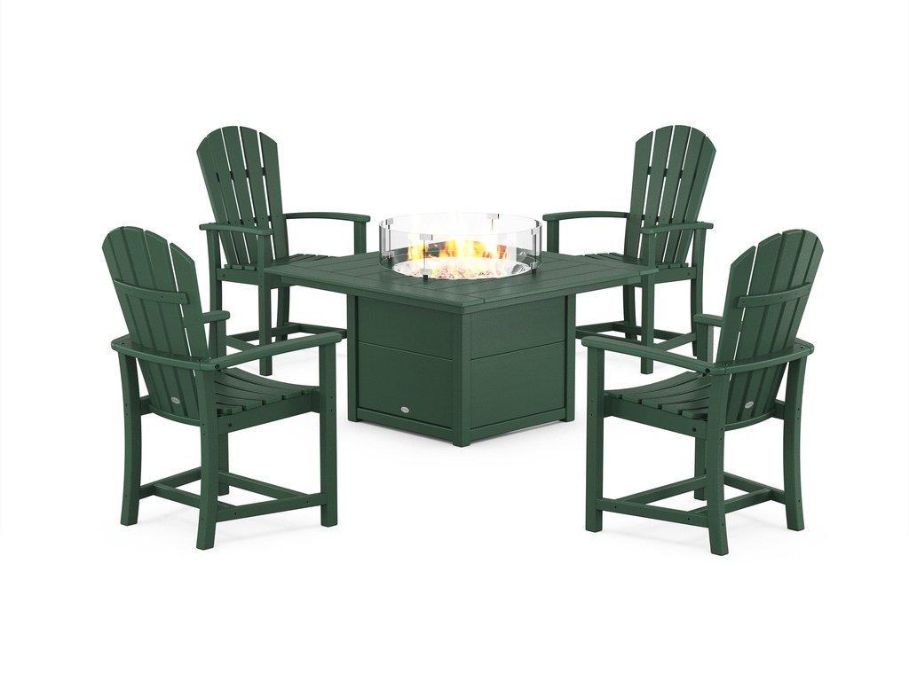 Palm Coast 4-Piece Upright Adirondack Conversation Set with Fire Pit Table Photo