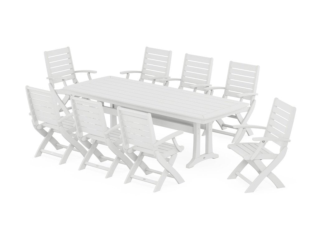 Signature Folding 9-Piece Dining Set with Trestle Legs Photo