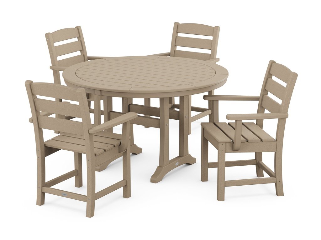 Lakeside 5-Piece Round Dining Set with Trestle Legs Photo