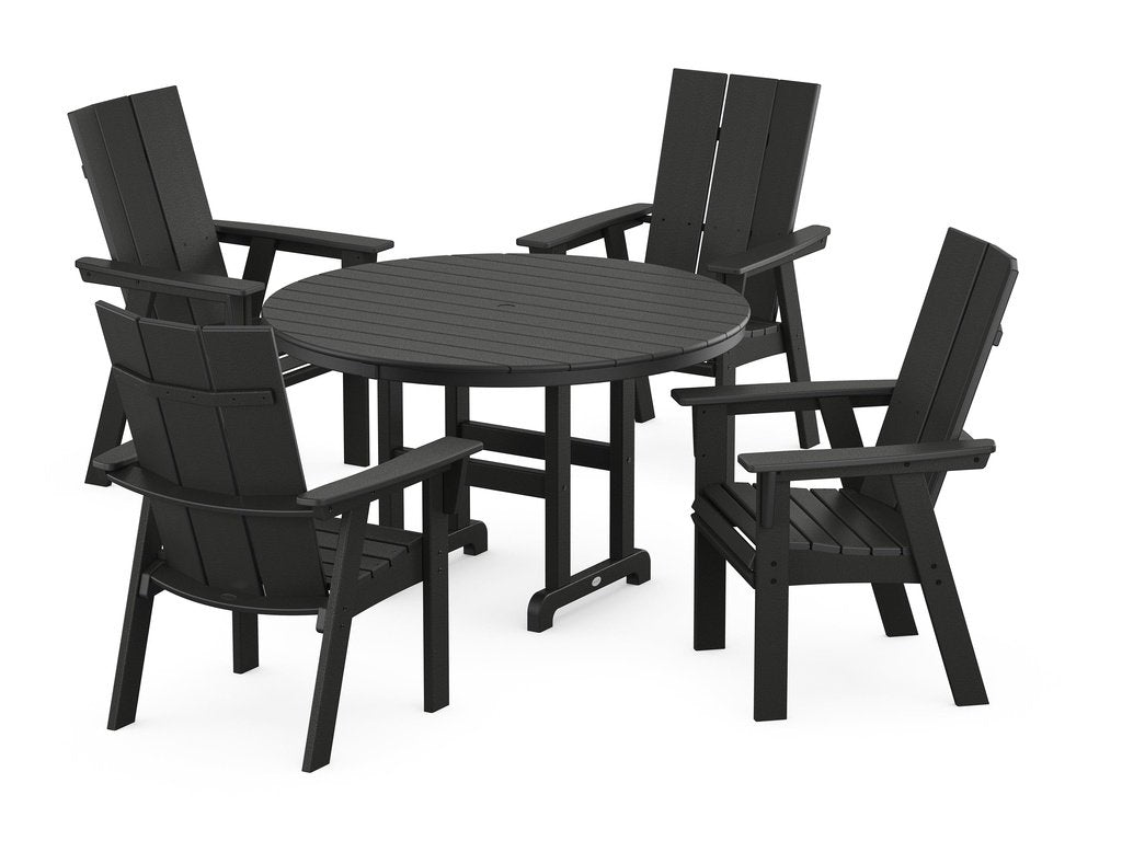 Modern Curveback Adirondack 5-Piece Round Farmhouse Dining Set Photo