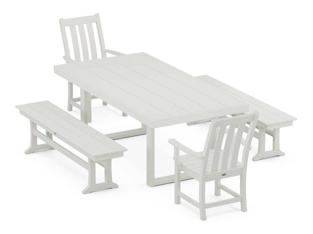 Vineyard 5-Piece Dining Set with Benches Photo