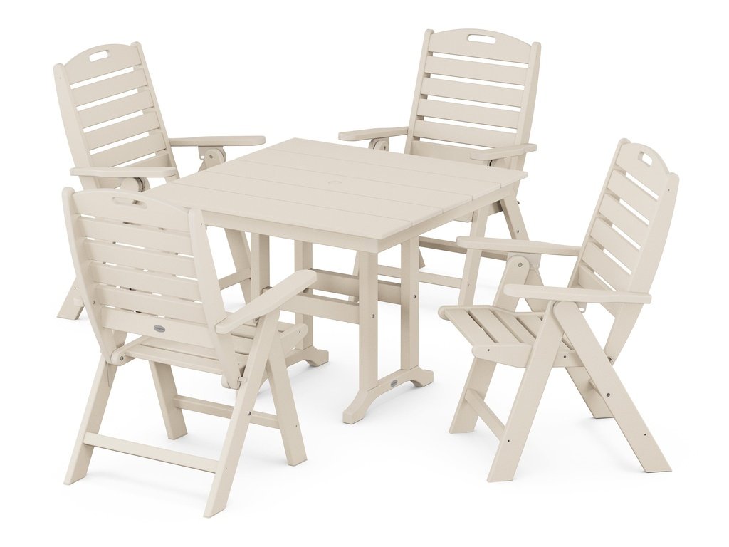 Nautical Folding Highback Chair 5-Piece Farmhouse Dining Set Photo