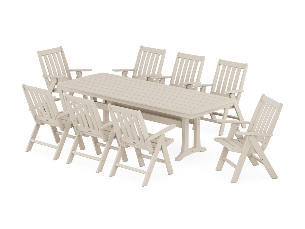 Vineyard Folding 9-Piece Dining Set with Trestle Legs Photo