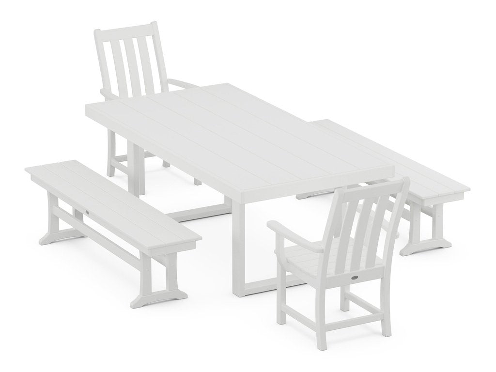 Vineyard 5-Piece Dining Set with Benches Photo