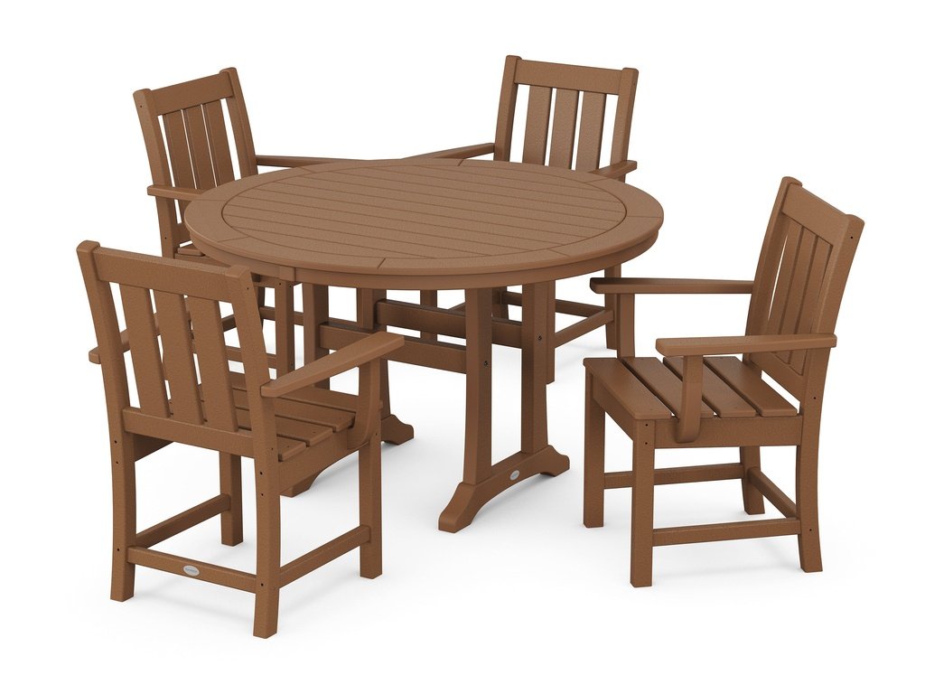 Oxford 5-Piece Round Dining Set with Trestle Legs Photo