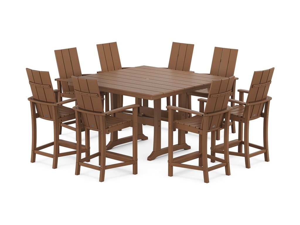 Modern Adirondack 9-Piece Farmhouse Trestle Counter Set Photo