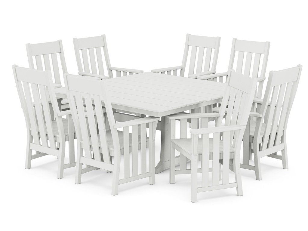 Acadia 9-Piece Square Farmhouse Dining Set with Trestle Legs Photo