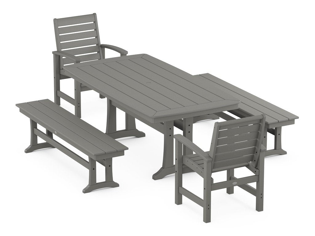 Signature 5-Piece Dining Set with Trestle Legs Photo