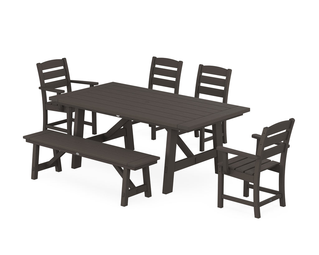 Lakeside 6-Piece Rustic Farmhouse Dining Set With Bench Photo