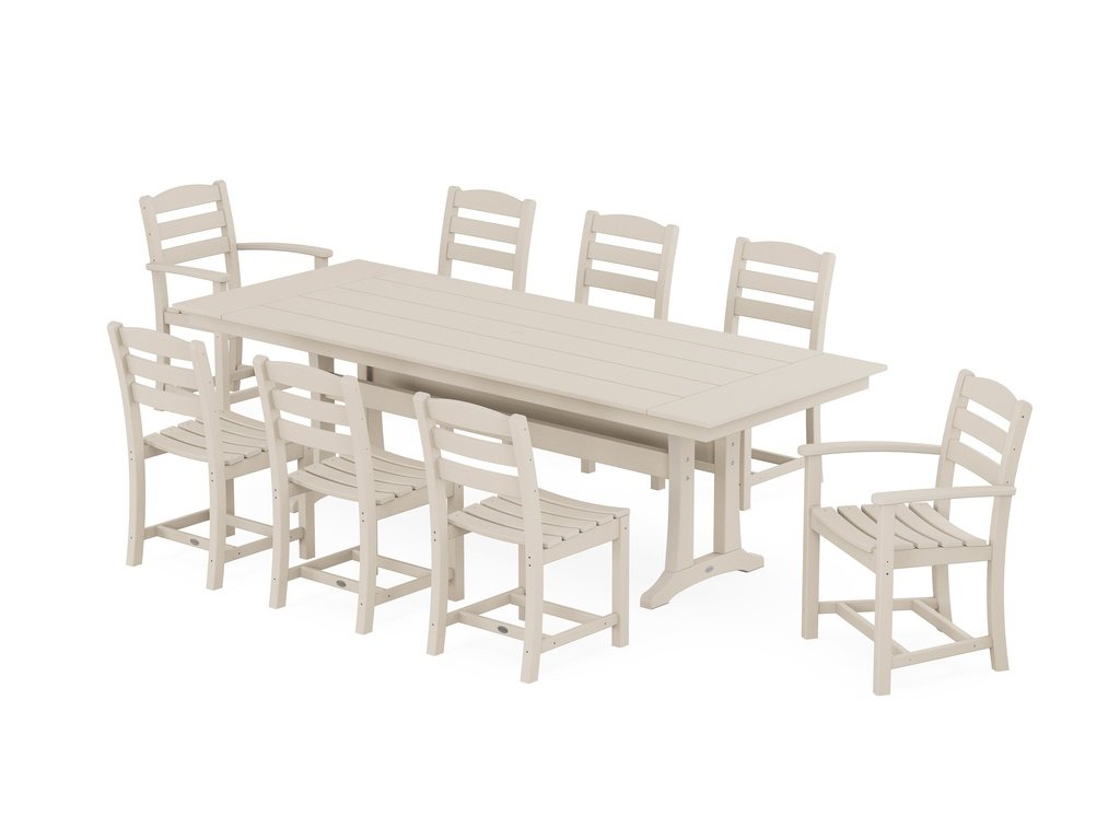 La Casa Café 9-Piece Farmhouse Dining Set with Trestle Legs Photo